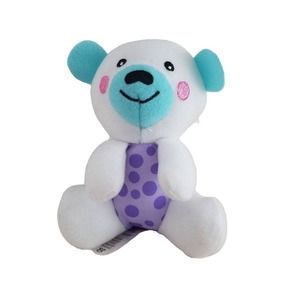 Fisher Price Bear White Blue Embroidered Eyes 4.5 In